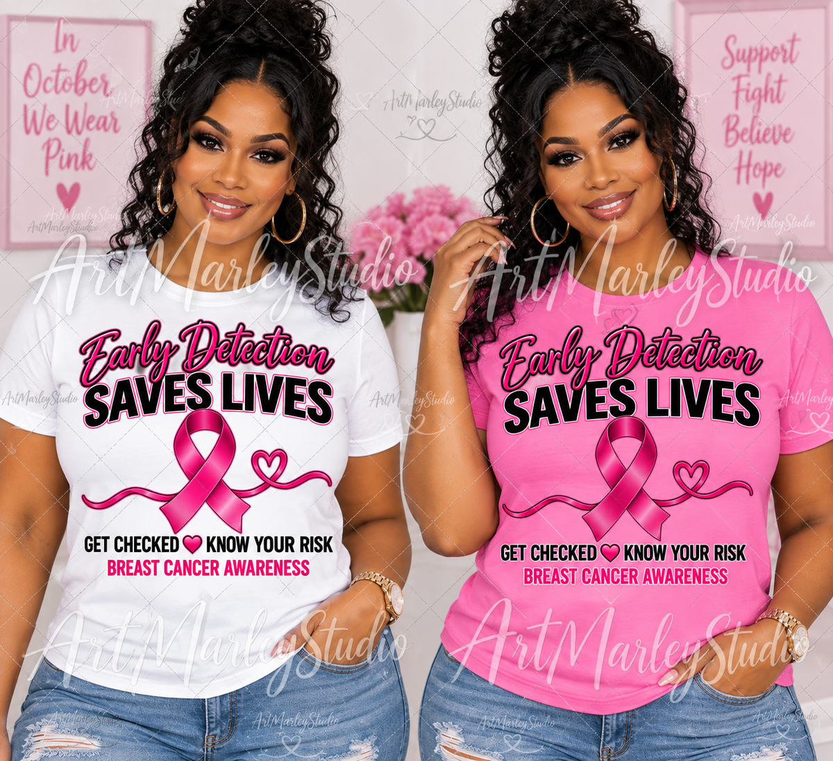 Early Detection Saves Lives Shirt | Breast Cancer Awareness Shirt | Pink Ribbon T-Shirt | Get Checked Know Your Risk | October Awareness Tee