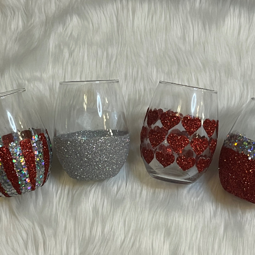 Valentine's Day - Stemless Wine Glass Set